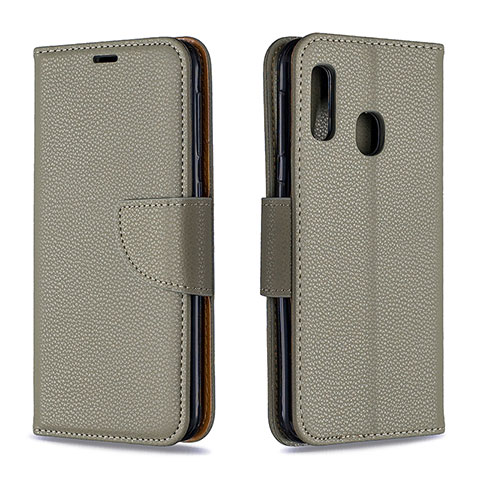 Funda de Cuero Cartera con Soporte Carcasa B06F para Samsung Galaxy A20e Gris