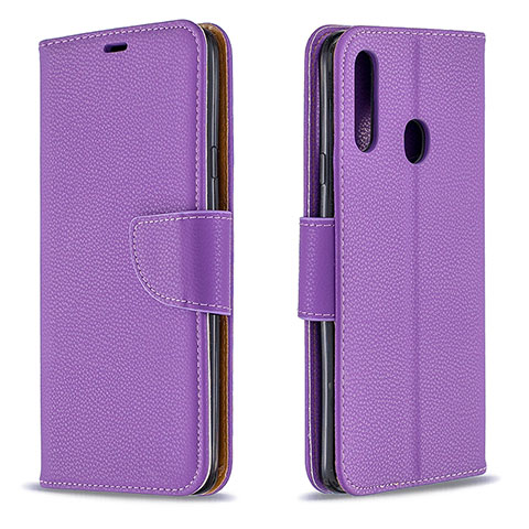 Funda de Cuero Cartera con Soporte Carcasa B06F para Samsung Galaxy A20s Morado