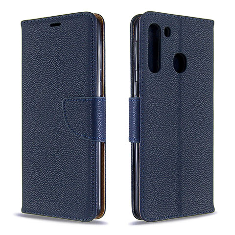 Funda de Cuero Cartera con Soporte Carcasa B06F para Samsung Galaxy A21 Azul