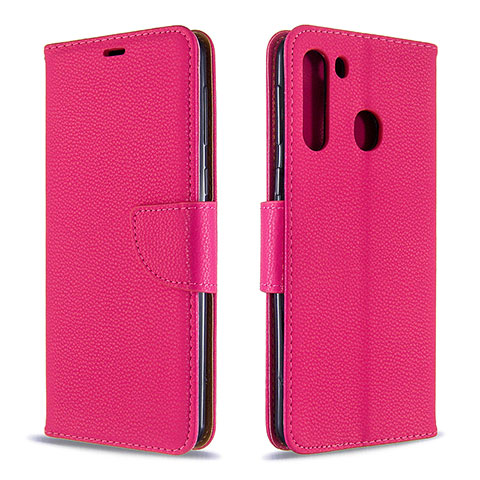 Funda de Cuero Cartera con Soporte Carcasa B06F para Samsung Galaxy A21 Rosa Roja