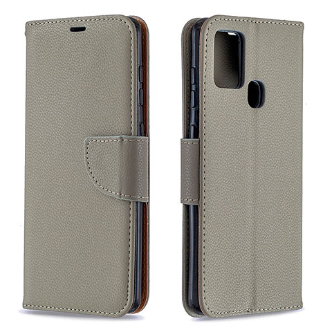 Funda de Cuero Cartera con Soporte Carcasa B06F para Samsung Galaxy A21s Gris