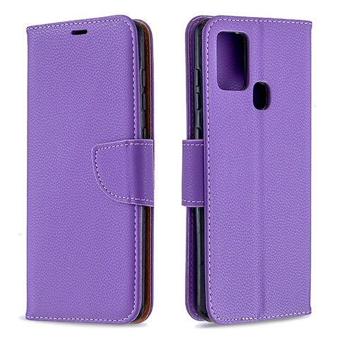 Funda de Cuero Cartera con Soporte Carcasa B06F para Samsung Galaxy A21s Morado