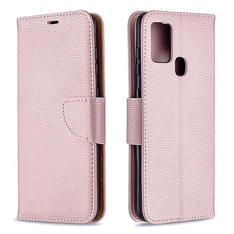 Funda de Cuero Cartera con Soporte Carcasa B06F para Samsung Galaxy A21s Oro Rosa