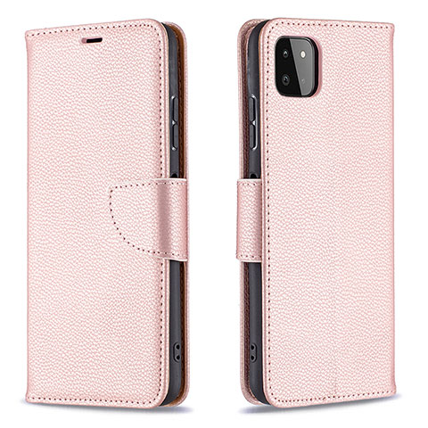 Funda de Cuero Cartera con Soporte Carcasa B06F para Samsung Galaxy A22s 5G Oro Rosa