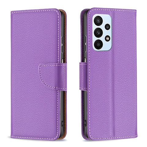 Funda de Cuero Cartera con Soporte Carcasa B06F para Samsung Galaxy A23 4G Morado