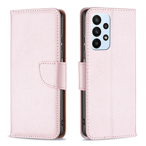 Funda de Cuero Cartera con Soporte Carcasa B06F para Samsung Galaxy A23 4G Oro Rosa