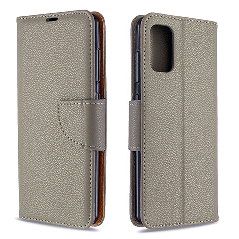 Funda de Cuero Cartera con Soporte Carcasa B06F para Samsung Galaxy A41 Gris