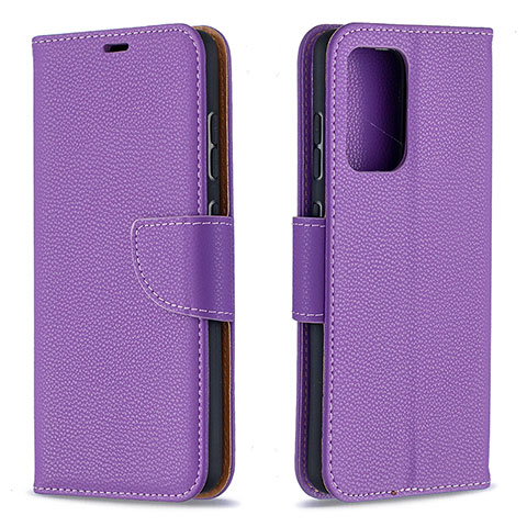 Funda de Cuero Cartera con Soporte Carcasa B06F para Samsung Galaxy A52 4G Morado