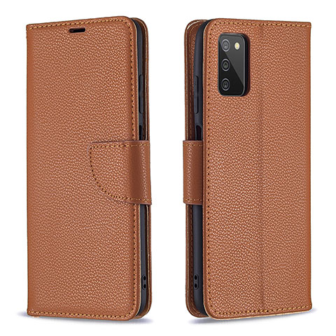 Funda de Cuero Cartera con Soporte Carcasa B06F para Samsung Galaxy F02S SM-E025F Marron