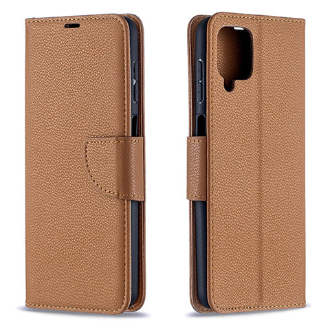 Funda de Cuero Cartera con Soporte Carcasa B06F para Samsung Galaxy F12 Marron