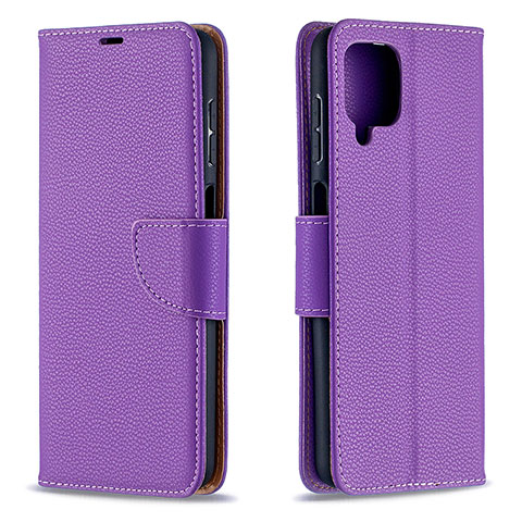 Funda de Cuero Cartera con Soporte Carcasa B06F para Samsung Galaxy F12 Morado