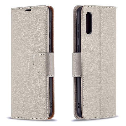 Funda de Cuero Cartera con Soporte Carcasa B06F para Samsung Galaxy M02 Gris