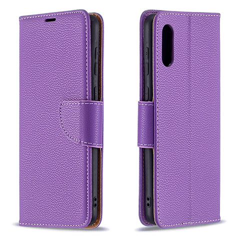 Funda de Cuero Cartera con Soporte Carcasa B06F para Samsung Galaxy M02 Morado