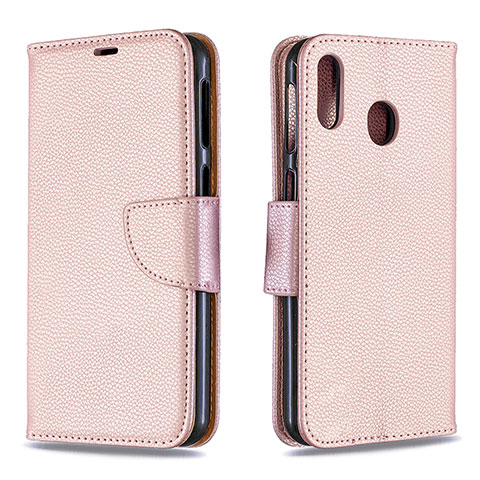 Funda de Cuero Cartera con Soporte Carcasa B06F para Samsung Galaxy M20 Oro Rosa