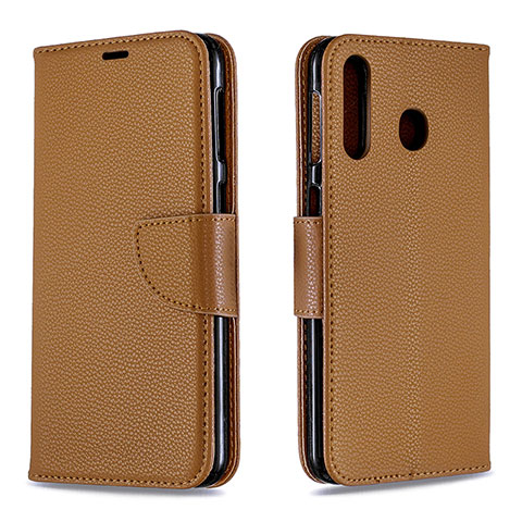 Funda de Cuero Cartera con Soporte Carcasa B06F para Samsung Galaxy M30 Marron