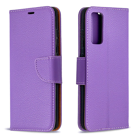 Funda de Cuero Cartera con Soporte Carcasa B06F para Samsung Galaxy S20 Lite 5G Morado