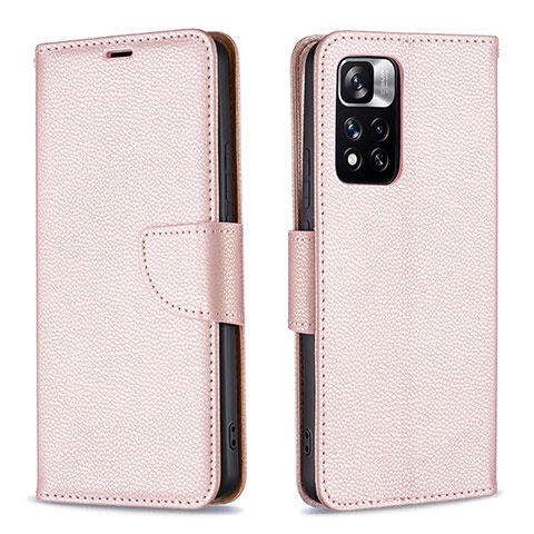 Funda de Cuero Cartera con Soporte Carcasa B06F para Xiaomi Mi 11i 5G (2022) Oro Rosa