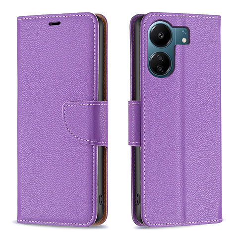 Funda de Cuero Cartera con Soporte Carcasa B06F para Xiaomi Poco C65 Morado