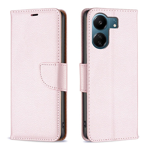 Funda de Cuero Cartera con Soporte Carcasa B06F para Xiaomi Poco C65 Oro Rosa