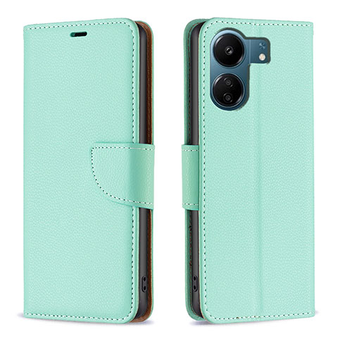 Funda de Cuero Cartera con Soporte Carcasa B06F para Xiaomi Poco C65 Verde