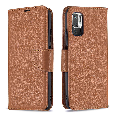 Funda de Cuero Cartera con Soporte Carcasa B06F para Xiaomi POCO M3 Pro 5G Marron