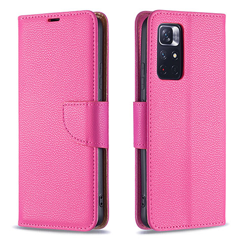 Funda de Cuero Cartera con Soporte Carcasa B06F para Xiaomi Poco M4 Pro 5G Rosa Roja