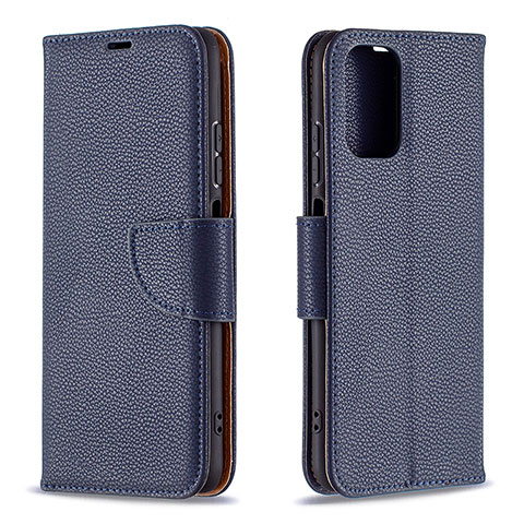 Funda de Cuero Cartera con Soporte Carcasa B06F para Xiaomi Poco M5S Azul