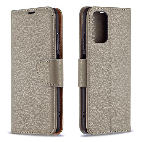 Funda de Cuero Cartera con Soporte Carcasa B06F para Xiaomi Poco M5S Gris