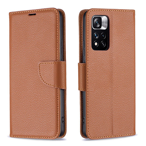 Funda de Cuero Cartera con Soporte Carcasa B06F para Xiaomi Poco X4 NFC Marron