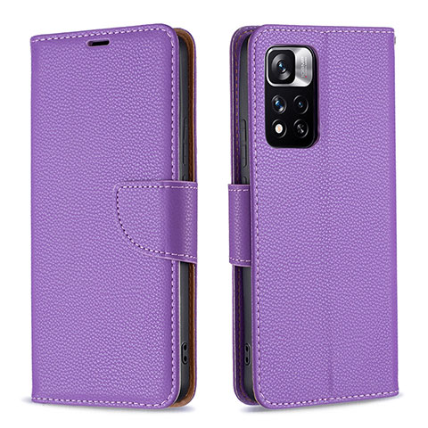 Funda de Cuero Cartera con Soporte Carcasa B06F para Xiaomi Poco X4 NFC Morado