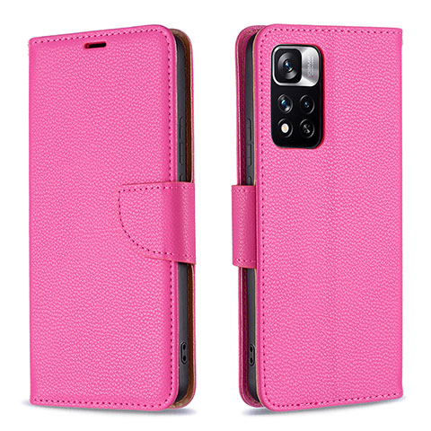 Funda de Cuero Cartera con Soporte Carcasa B06F para Xiaomi Poco X4 NFC Rosa Roja