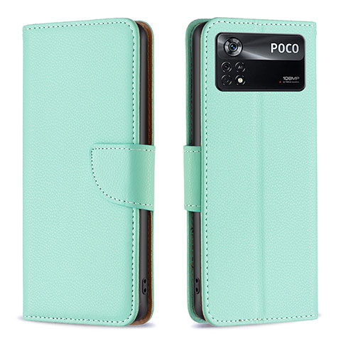 Funda de Cuero Cartera con Soporte Carcasa B06F para Xiaomi Poco X4 Pro 5G Verde