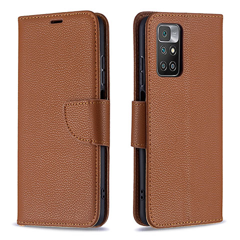 Funda de Cuero Cartera con Soporte Carcasa B06F para Xiaomi Redmi 10 (2022) Marron