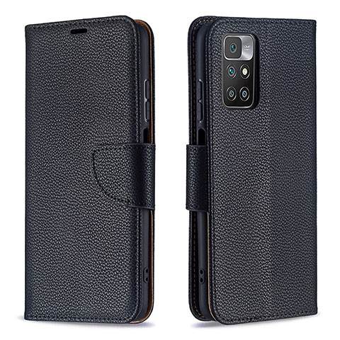 Funda de Cuero Cartera con Soporte Carcasa B06F para Xiaomi Redmi 10 (2022) Negro