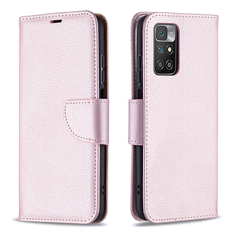 Funda de Cuero Cartera con Soporte Carcasa B06F para Xiaomi Redmi 10 (2022) Oro Rosa