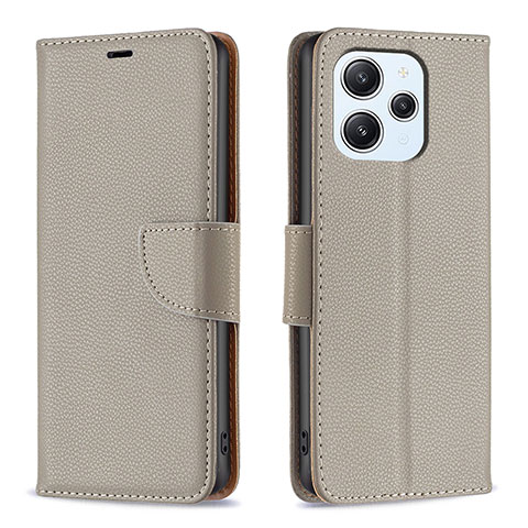 Funda de Cuero Cartera con Soporte Carcasa B06F para Xiaomi Redmi 12 4G Gris