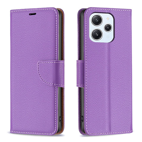 Funda de Cuero Cartera con Soporte Carcasa B06F para Xiaomi Redmi 12 4G Morado