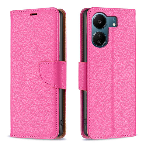 Funda de Cuero Cartera con Soporte Carcasa B06F para Xiaomi Redmi 13C Rosa Roja