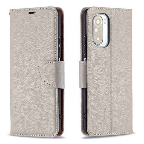 Funda de Cuero Cartera con Soporte Carcasa B06F para Xiaomi Redmi K40 5G Gris