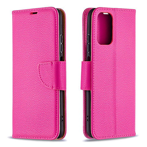 Funda de Cuero Cartera con Soporte Carcasa B06F para Xiaomi Redmi Note 10 4G Rosa Roja