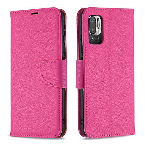 Funda de Cuero Cartera con Soporte Carcasa B06F para Xiaomi Redmi Note 10T 5G Rosa Roja