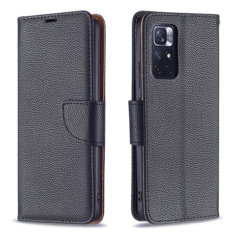 Funda de Cuero Cartera con Soporte Carcasa B06F para Xiaomi Redmi Note 11 5G Negro