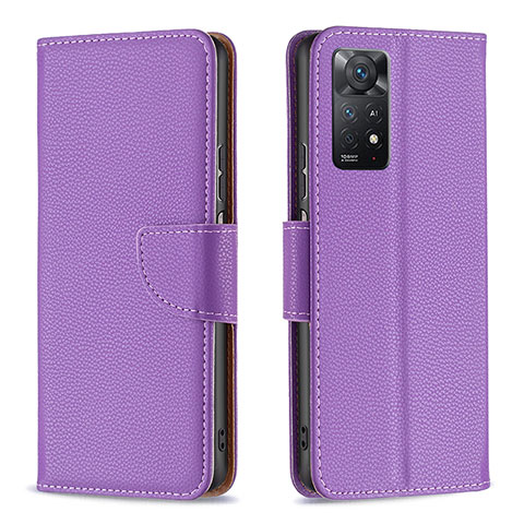 Funda de Cuero Cartera con Soporte Carcasa B06F para Xiaomi Redmi Note 11 Pro 4G Morado