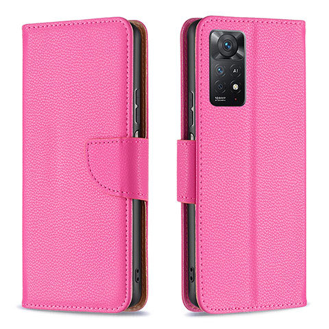 Funda de Cuero Cartera con Soporte Carcasa B06F para Xiaomi Redmi Note 11 Pro 4G Rosa Roja