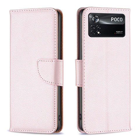 Funda de Cuero Cartera con Soporte Carcasa B06F para Xiaomi Redmi Note 11E Pro 5G Oro Rosa