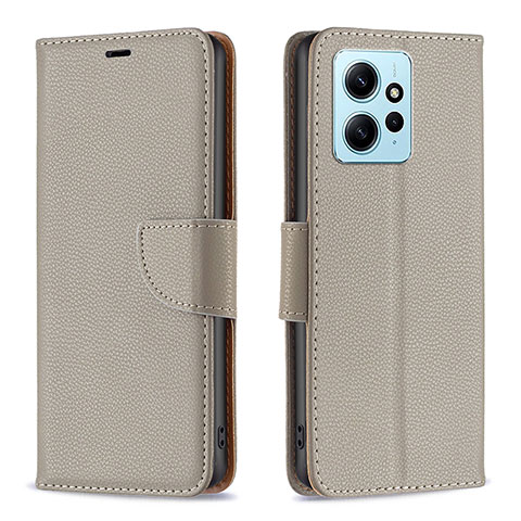 Funda de Cuero Cartera con Soporte Carcasa B06F para Xiaomi Redmi Note 12 4G Gris