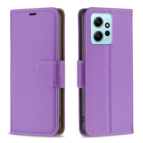 Funda de Cuero Cartera con Soporte Carcasa B06F para Xiaomi Redmi Note 12 4G Morado