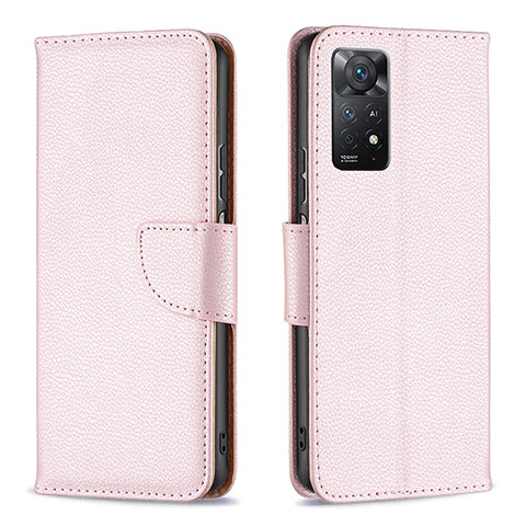 Funda de Cuero Cartera con Soporte Carcasa B06F para Xiaomi Redmi Note 12 Pro 4G Oro Rosa