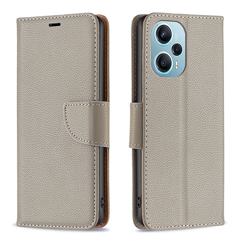 Funda de Cuero Cartera con Soporte Carcasa B06F para Xiaomi Redmi Note 12 Turbo 5G Gris