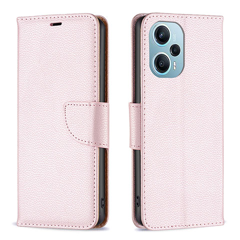 Funda de Cuero Cartera con Soporte Carcasa B06F para Xiaomi Redmi Note 12 Turbo 5G Oro Rosa